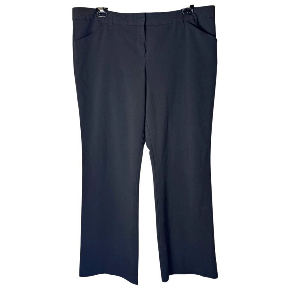 Norma Kamali Pants Women 18 Black Straight Leg High Rise Trousers Career